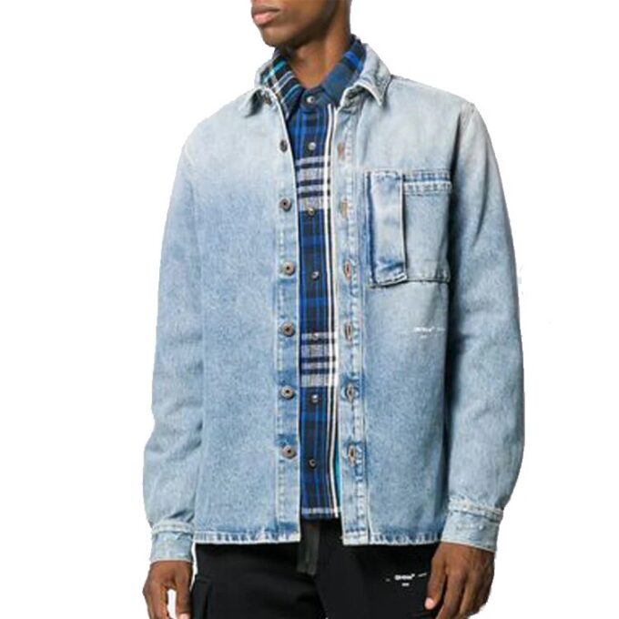 FW19 Doodle Denim Shirt Men Blue