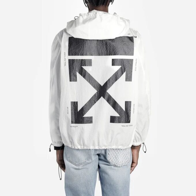 FW19 Printing Pullover Hooded Jacket Men White