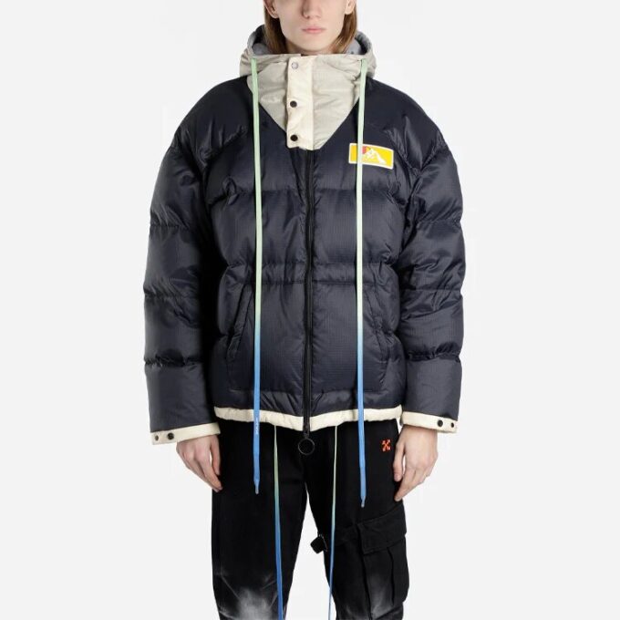 FW19 Scaffolding Zipped Puffer Arrow Jacket Men Blue