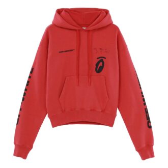 FW19 Splitted Arrows Oversized Graffiti Hooded Fleece Men Red