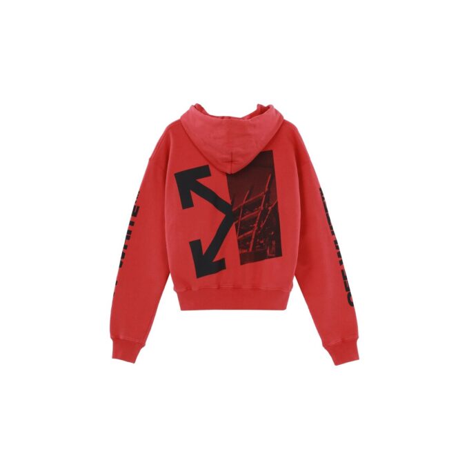FW19 Splitted Arrows Oversized Graffiti Hooded Fleece Men Red