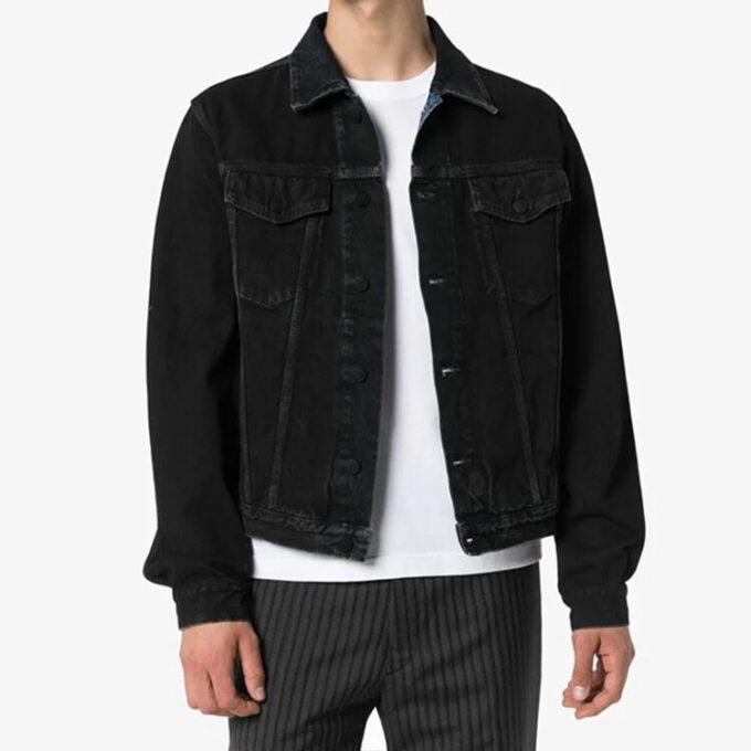 FW20 Arrow Printed Denim Jacket Men Black