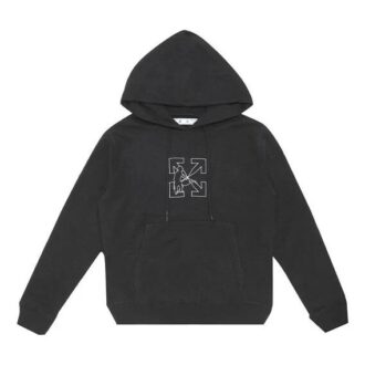 FW20 Embroidery Hooded Pullover Men Black