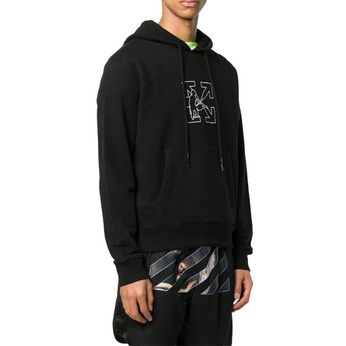 FW20 Embroidery Hooded Pullover Men Black