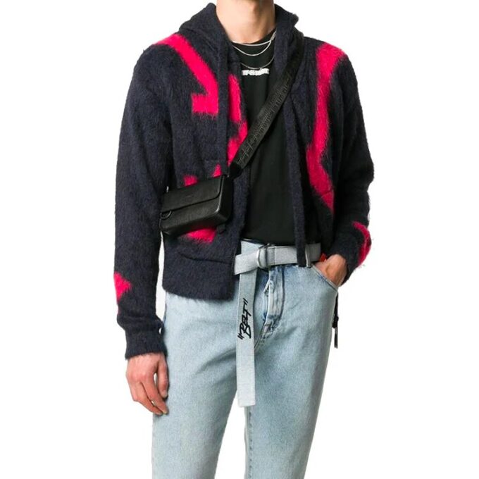 FW20 Fuzzy Arrows Arrow Hooded Long-sleeve Sweater Men’ s Black