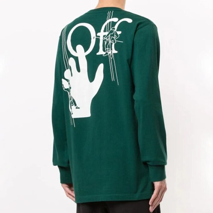 FW20 Graffiti Logo Printing Long Sleeve Men Green