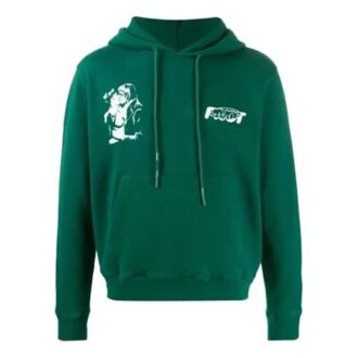 FW20 Kiss 21 Printing Hooded Pullover Men Green