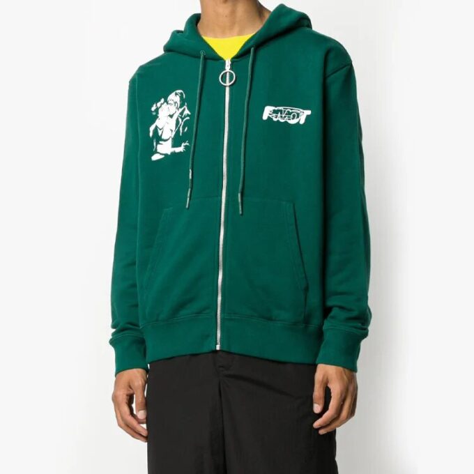 FW20 Kiss 21 Zipper Hooded Jacket Men Green