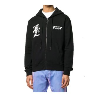 FW20 Kiss 21Printing Zipper Hooded Jacket Men Black