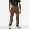 FW20 Leaf Applique Close-fitting Sports Pants Men’ s Khaki/Green