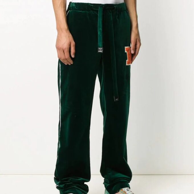 FW20 Logo-Patch Velvet-Effect Trousers