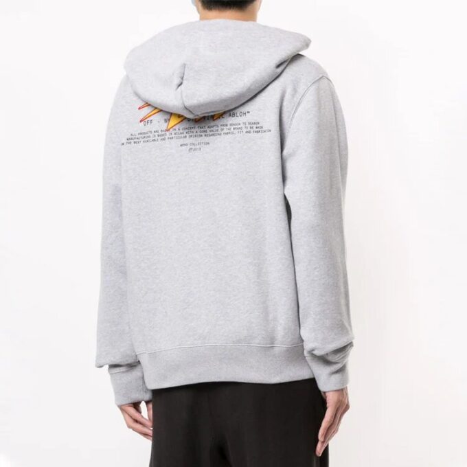 FW20 Logo Printing Zipper Hooded Jacket Men Grey