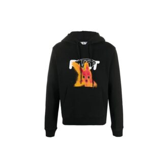 FW20 Pivot Fish Printing Hooded Pullover Men Black
