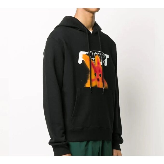 FW20 Pivot Fish Printing Hooded Pullover Men Black