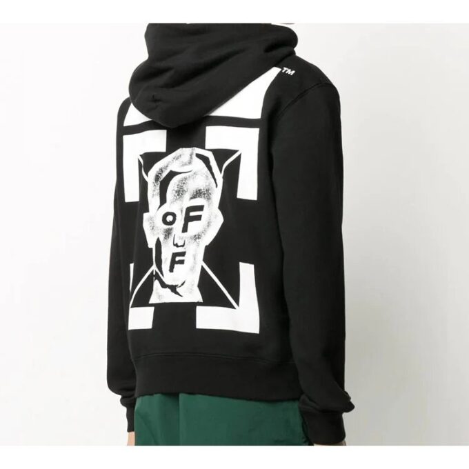 FW20 Pivot Fish Printing Hooded Pullover Men Black