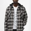 FW20 Plaid Hooded Long-sleeve Coat Men’ s Black