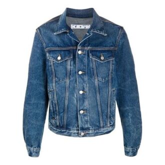 FW20 Printed Denim Jacket Men Navy