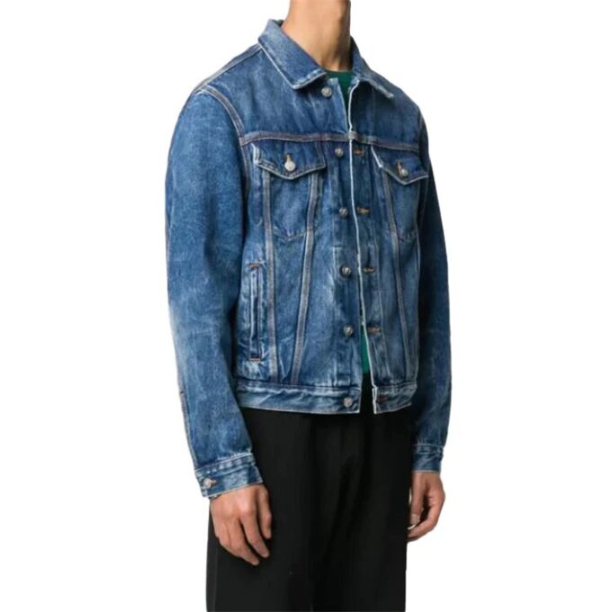 FW20 Printed Denim Jacket Men Navy