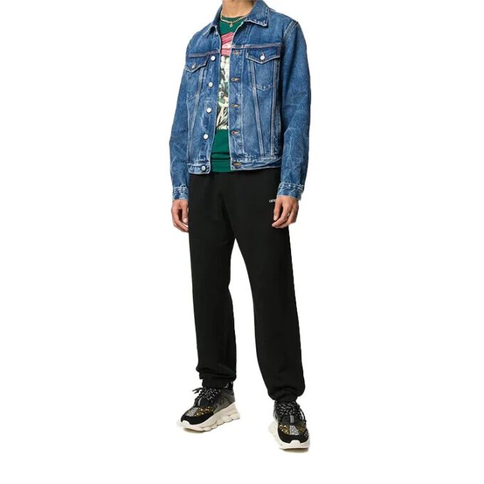FW20 Printed Denim Jacket Men Navy