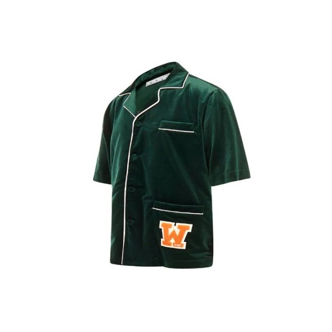 FW20 Short-Sleeved Shirt Velet short-sleeve Shirt Men’ s Green