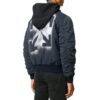 FW20 Stencil Vintage Applique Hooded Long-sleeve Jacket Men’ s Navy Blue
