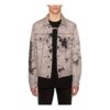 FW20 Tie-dye Printed Denim Jacket Men Grey
