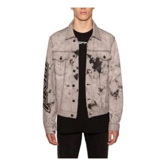 FW20 Tie-dye Printed Denim Jacket Men Grey