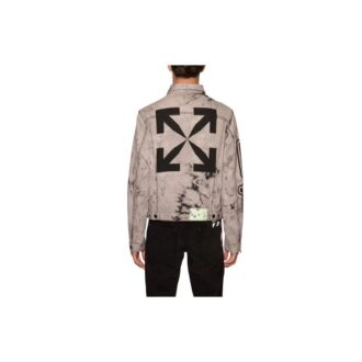 FW20 Tie-dye Printed Denim Jacket Men Grey
