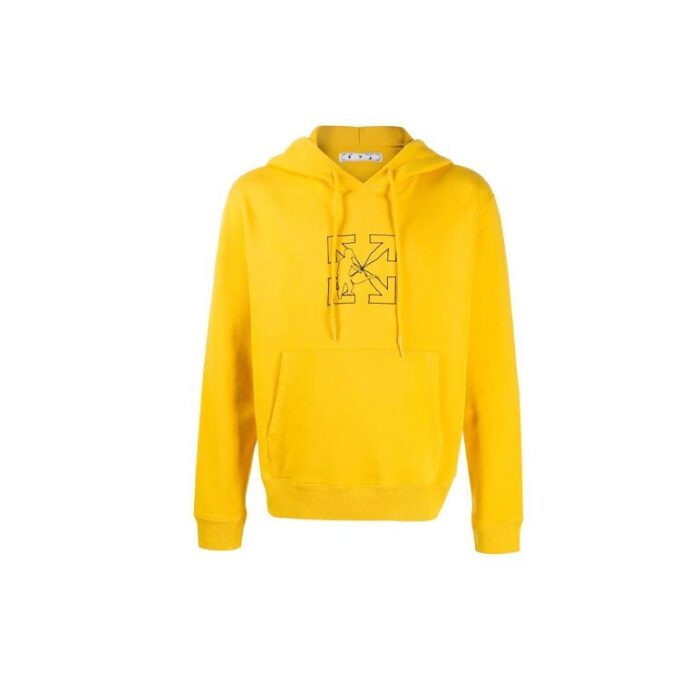 FW20 Workers Logo Printing Hooded Pullover Men Yellow
