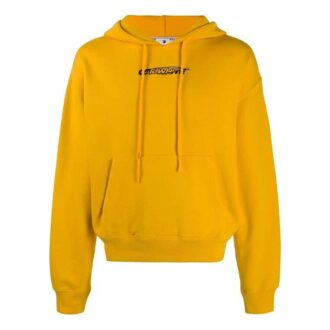 FW20 Workers Printing Hooded Pullover Men Yellow