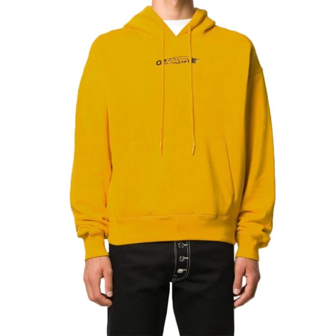 FW20 Workers Printing Hooded Pullover Men Yellow