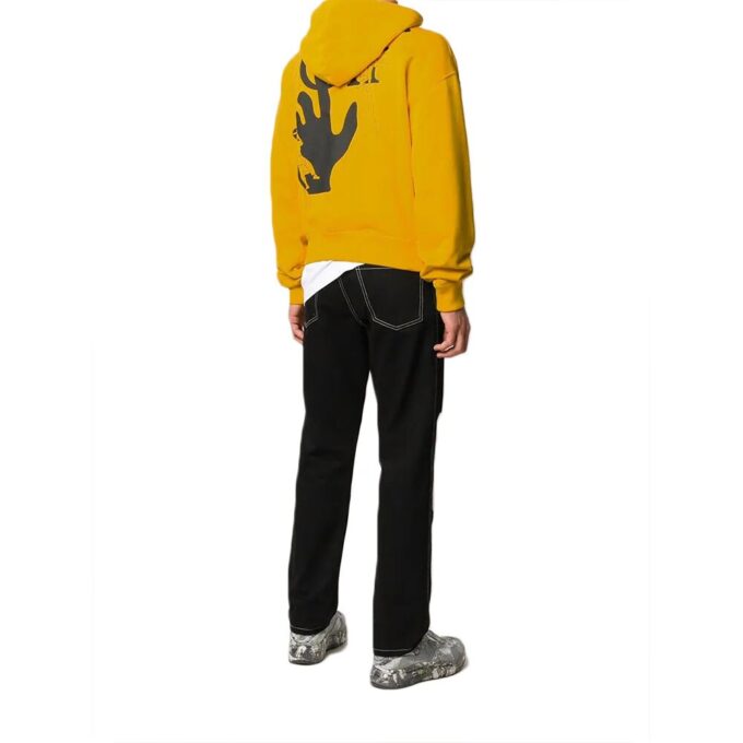FW20 Workers Printing Hooded Pullover Men Yellow
