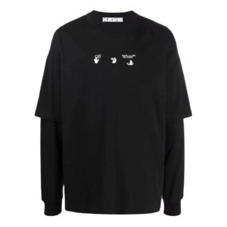 FW21 Alphabet Pattern Printing Round Neck Long Sleeves Black