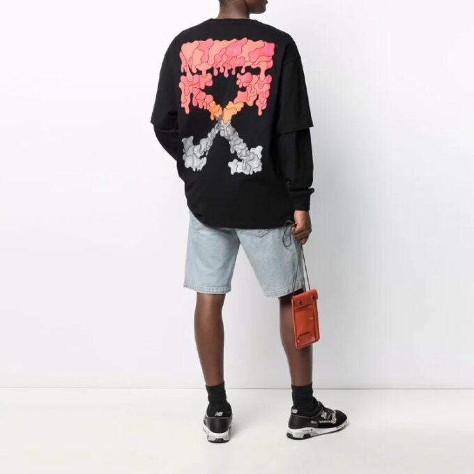 FW21 Alphabet Pattern Printing Round Neck Long Sleeves Black