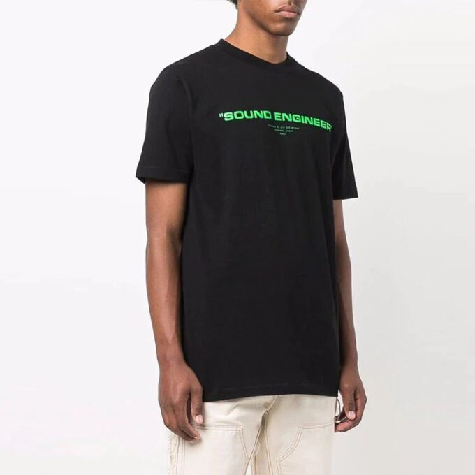FW21 Alphabet Printing Pattern Short Sleeve Ordinary Version Black