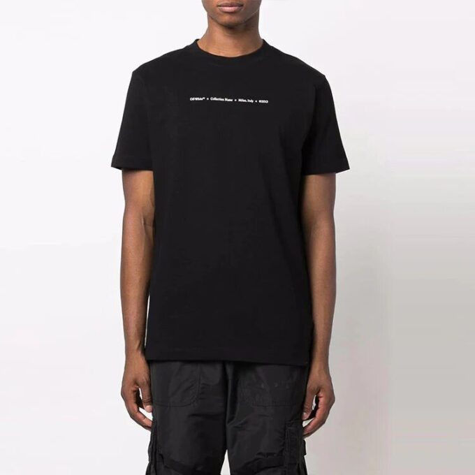 FW21 Arrow Pattern Alphabet Solid Color Short Sleeve Version Black