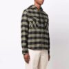 FW21 Arrow Pattern Logo Printing Plaid hooded Long Sleeves Shirt Version Green