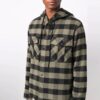 FW21 Arrow Pattern Logo Printing Plaid hooded Long Sleeves Shirt Version Green