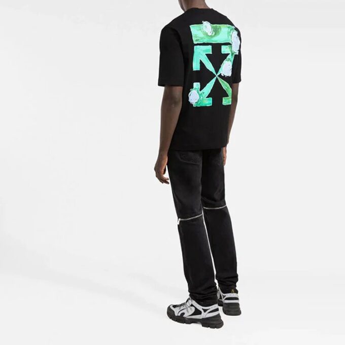 FW21 Arrow Pattern Logo Printing Round Neck Short Sleeve Ordinary Version Black