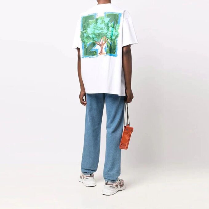FW21 Arrow Pattern Printing Short Sleeve Loose Fit White