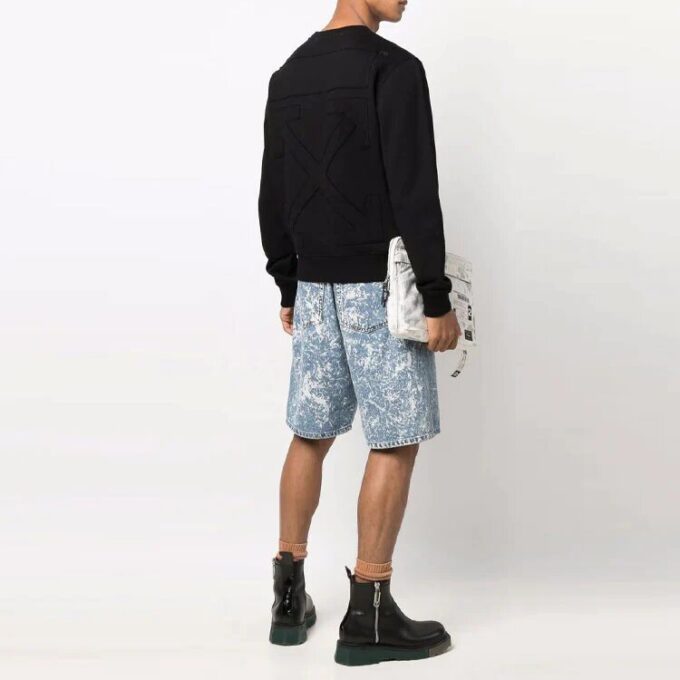 FW21 Arrow Pattern Round Neck Pullover Version Black