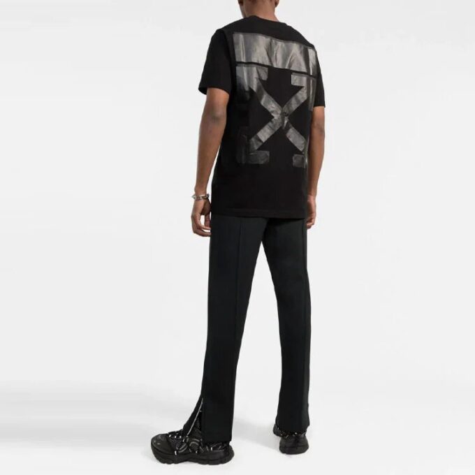 FW21 Arrow Pattern Solid Color Round Neck Short Sleeve Ordinary Version Black