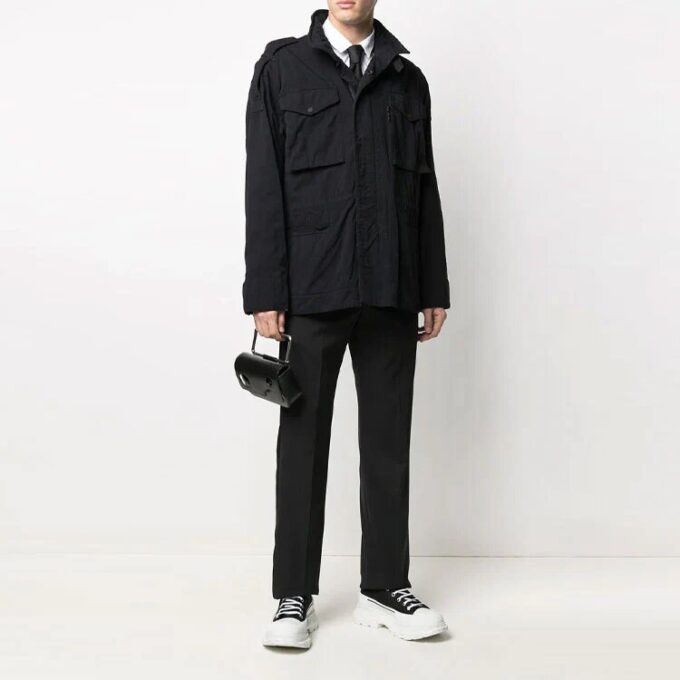 FW21 Arrows Logo Cargo Pocket Solid Color Long Sleeves Jacket Ordinary Version Black