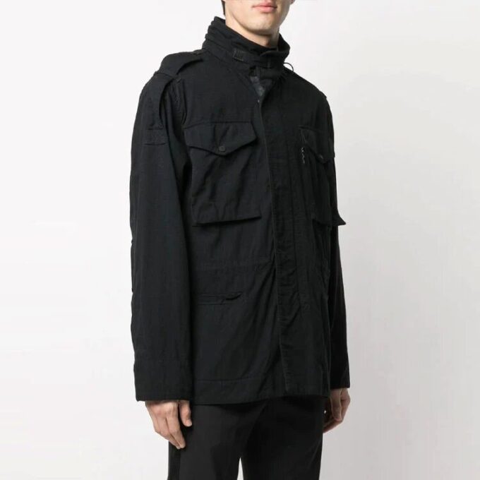 FW21 Arrows Logo Cargo Pocket Solid Color Long Sleeves Jacket Ordinary Version Black
