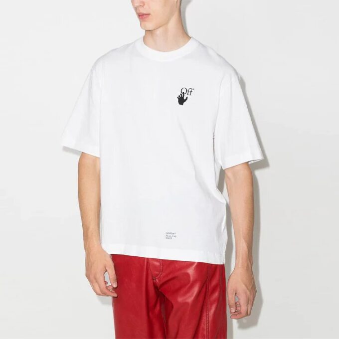FW21 Caravaggio Arrow Pattern Round Neck Short Sleeve Loose Fit White