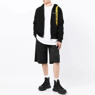 FW21 Casual Logo Printing Zipper Hooded Jacket Loose Fit Black
