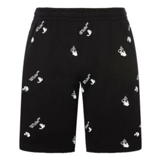 FW21 Cotton Alphabet Full Print Pattern Casual Shorts Version Black