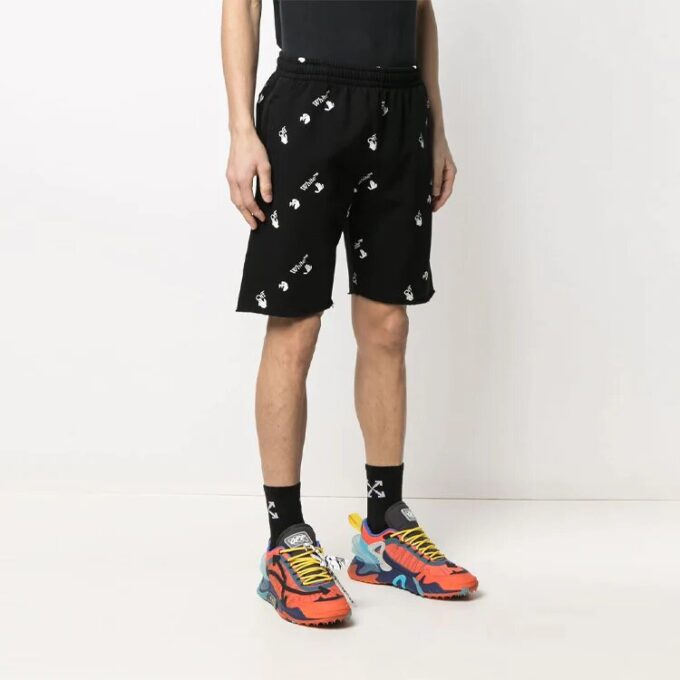 FW21 Cotton Alphabet Full Print Pattern Casual Shorts Version Black