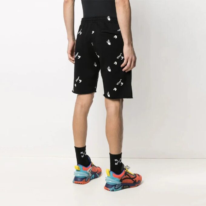 FW21 Cotton Alphabet Full Print Pattern Casual Shorts Version Black