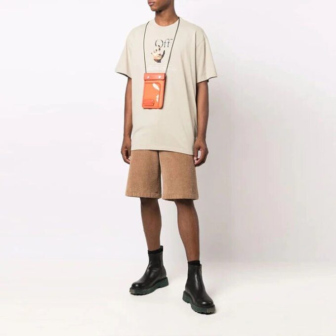 FW21 Funny Logo Printing Round Neck Loose Fit Brown